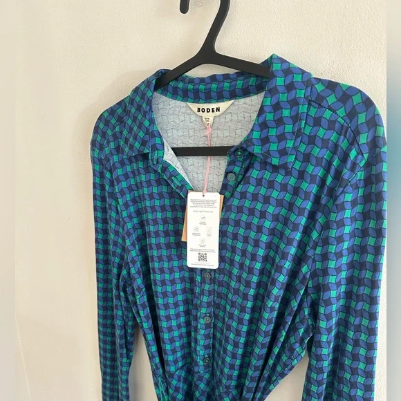NWT Boden Laura jersey midi button front shirt dress size 10L - Picture 3 of 7